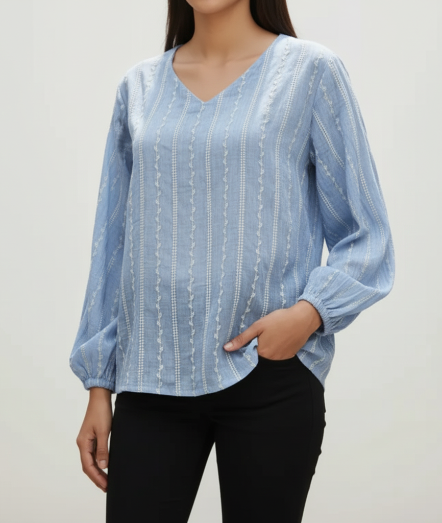 Blusa Over Manga Obispo Bordada
