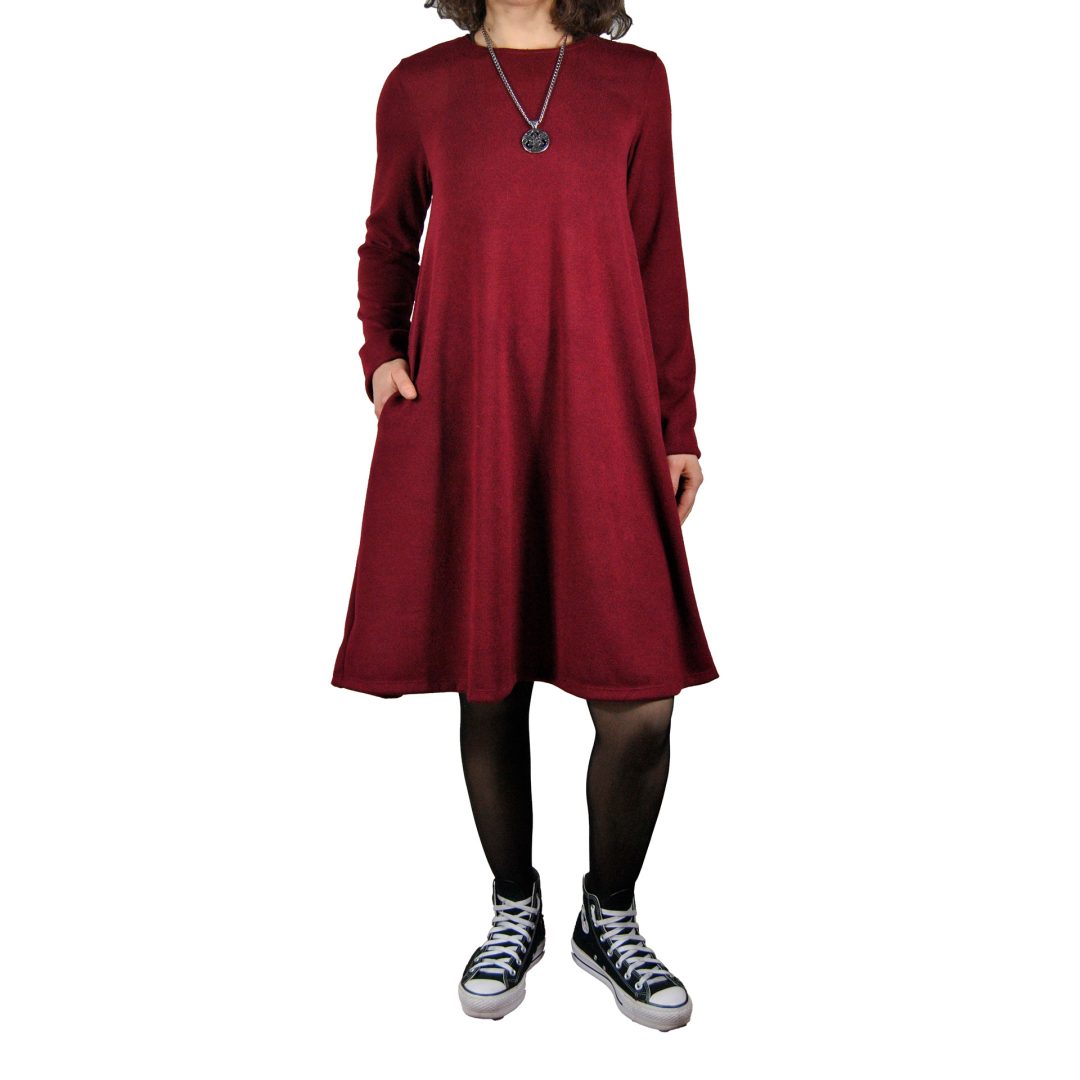 Vestido Midi Suelto con Bolsillos Lanilla